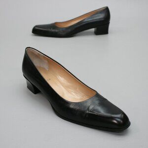 Bally Ladies 9.5 Truta Black Leather 1.5" Square Heels Dress Shoes Pumps - Italy
